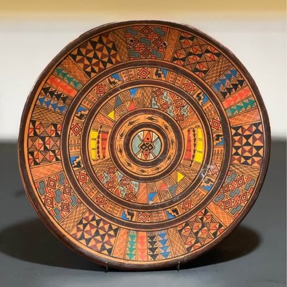 Terracotta tribal plate. Wall decor. Art - Picture 1 of 3